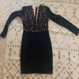 Black lace long sleeve dress